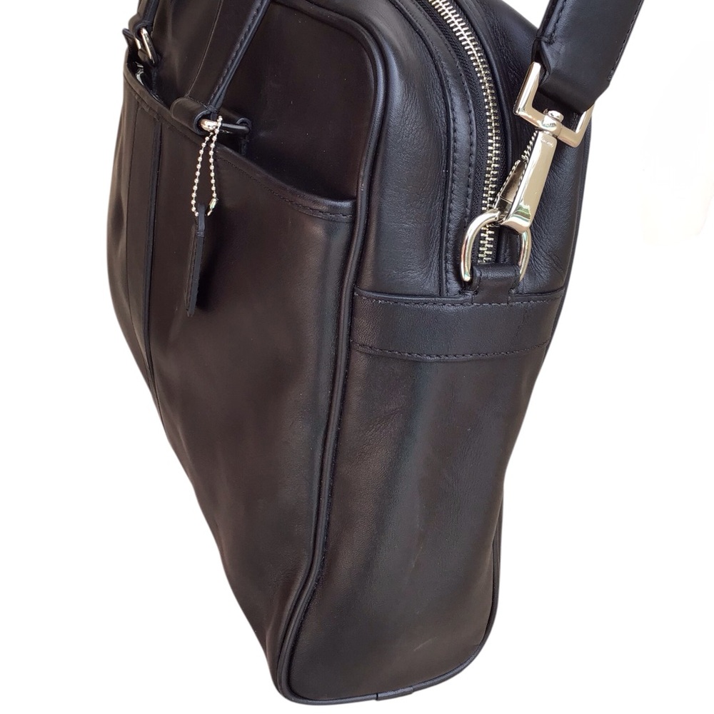 Coach Black Leather Briefcase Laptop Business Portfolio Bag - Picture 6 of 12